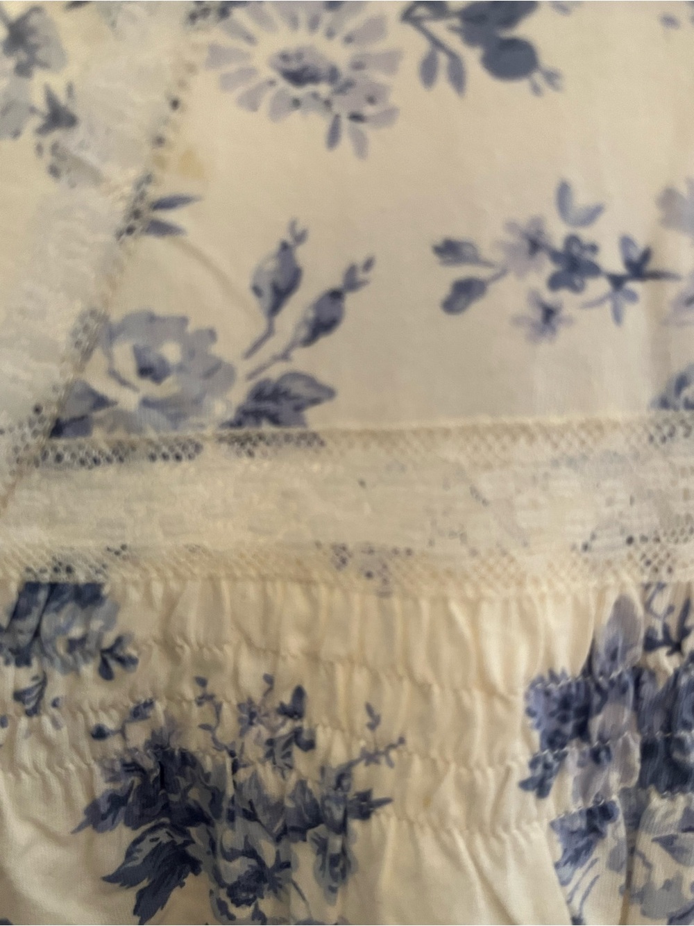 Women's Blue Floral Nightgown - Classic Comfort cotton short sleeve - Picture 6 of 11